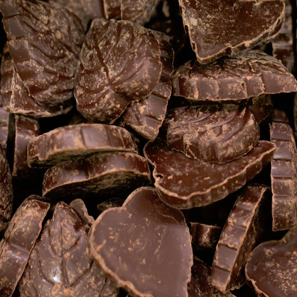 100% organic dark chocolate leaves