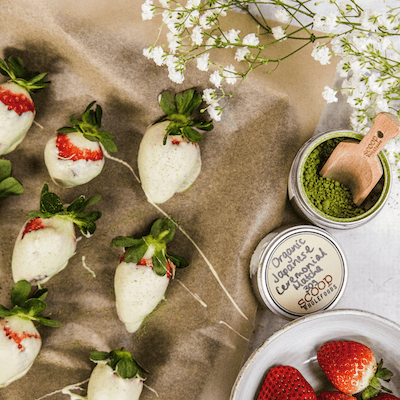 Matcha White Chocolate Strawberries