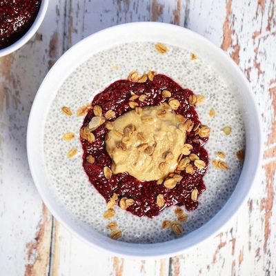 Peanut Butter and Jam Chia Pudding